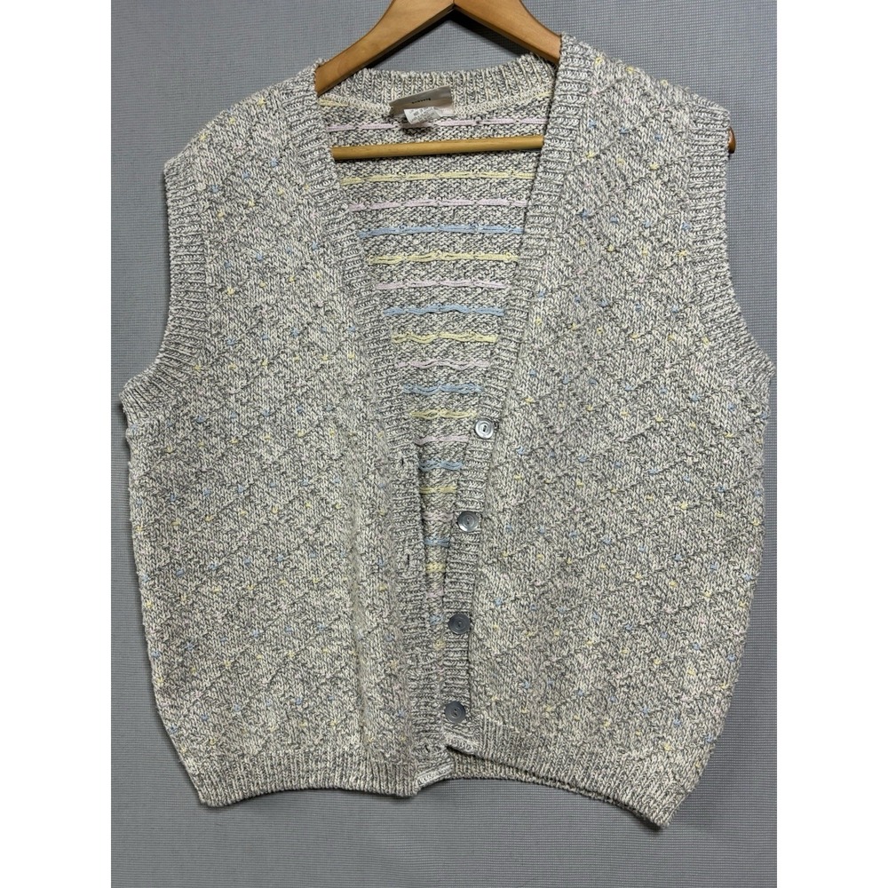 Vintage 1990s Northern Reflections Knit Cardigan Sweater Vest Size Large
